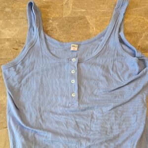 Old Navy Women's Light Blue Buttoned Tank Top